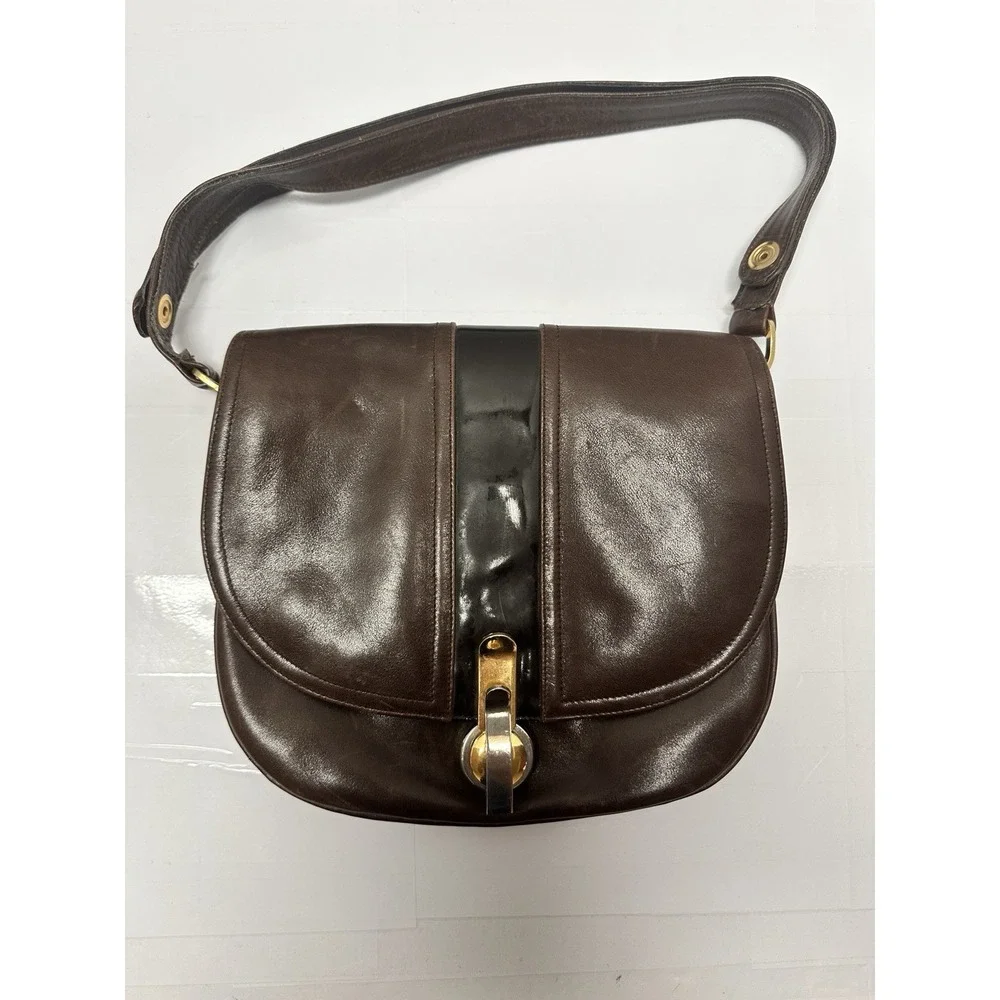 VintageBrown Genuine Leather Made In Italy Purse Made For Bloomingdales Elegant!